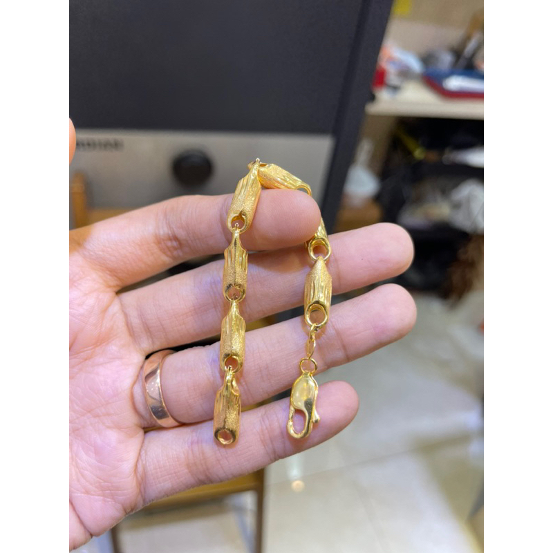 Gelang bambu anak emas kadar 375%/8k