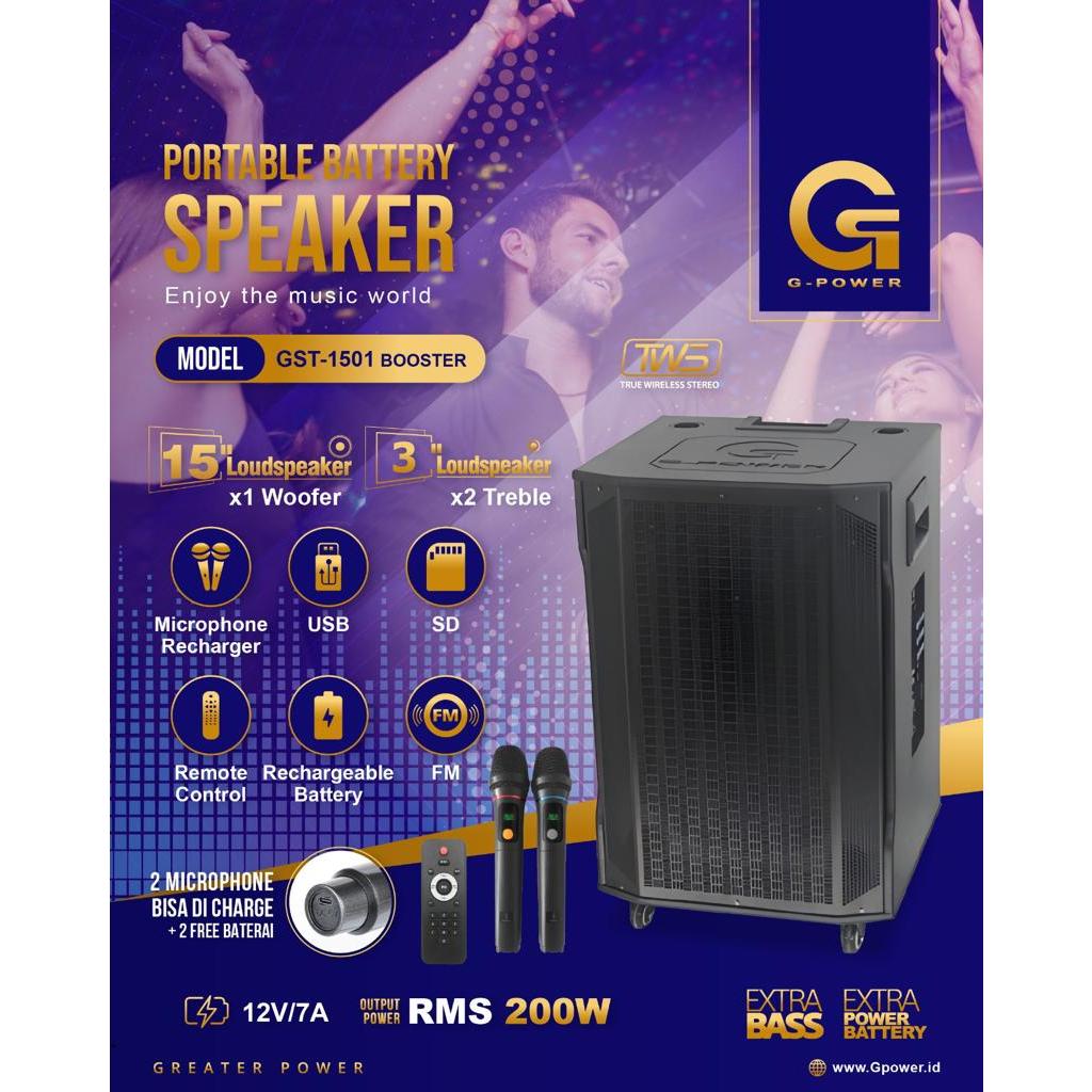 Portable Speaker G-Power Ukuran 15 Inchi Type: GST-1501 BOOSTER