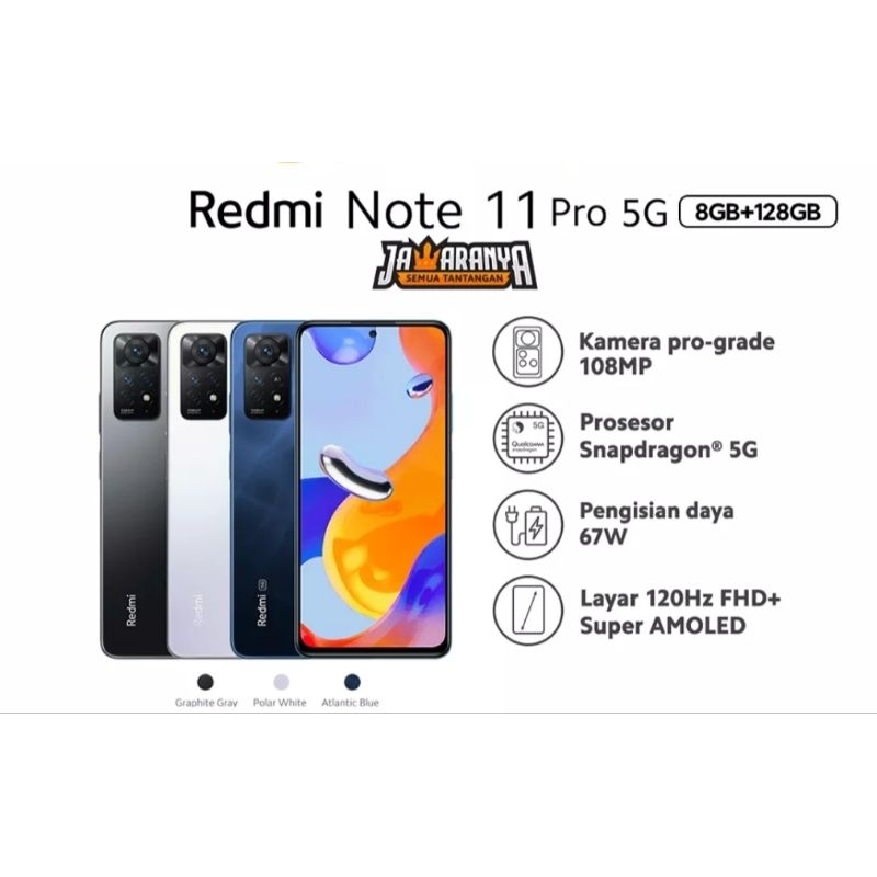 Xiaomi Note 11 pro 5G 8/128gb ram 8gb 128gb nfc 5G baru new garansi resmi indonesia original