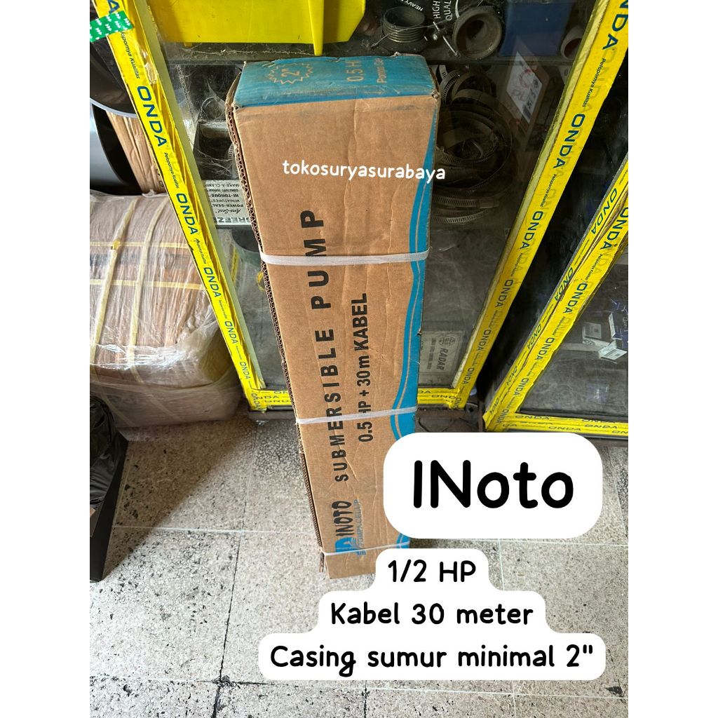 Pompa Submersible INOTO Casing Sumur 2 inch - 1/2 HP output 1/2" kabel 30 meter - INOTO 2IN 130 0,5h