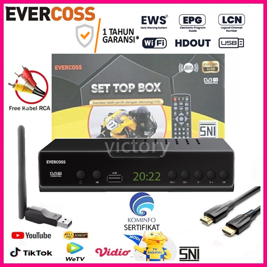 Set Top Box  Evercoss Receiver TV Digital Bisa Youtube dan Tiktok