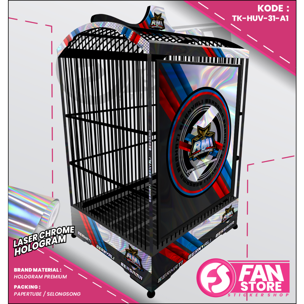 Stiker Decal SANGKAR KOTAK Sangkar EBOD JAYA Motif RMI / Stiker Sangkar ORIQ JAYA Sangkar BNR Hologr