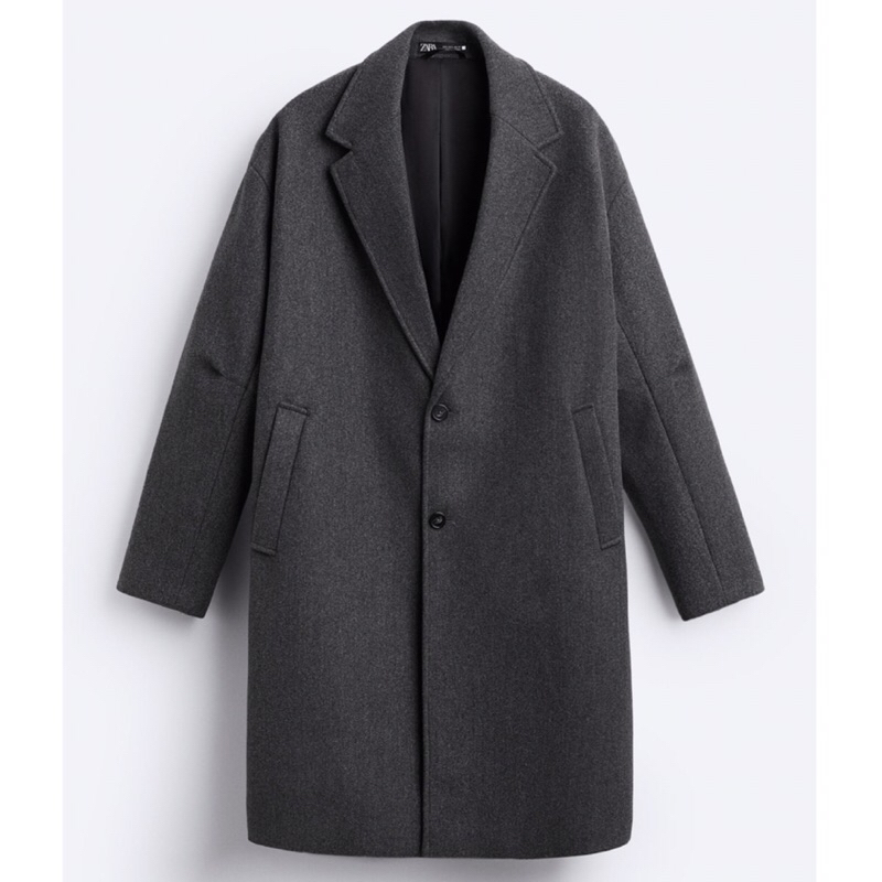 ZARA Men Oversize Fit Coat Jaket Mantel Pria Anthracite Grey