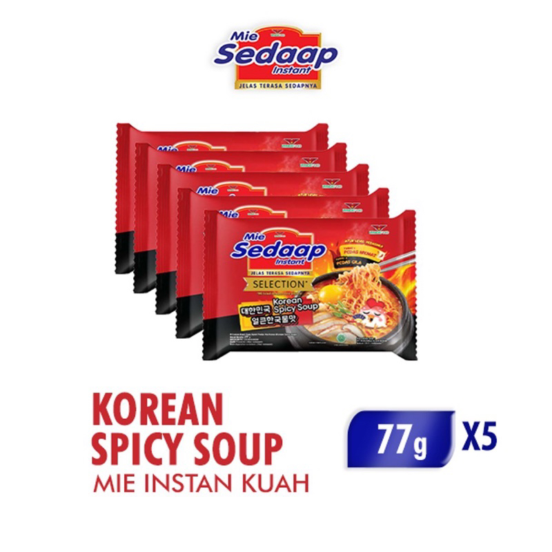 

Mie Sedap Selection Korean Spicy Soup Banded 77g (Isi 5 pcs)