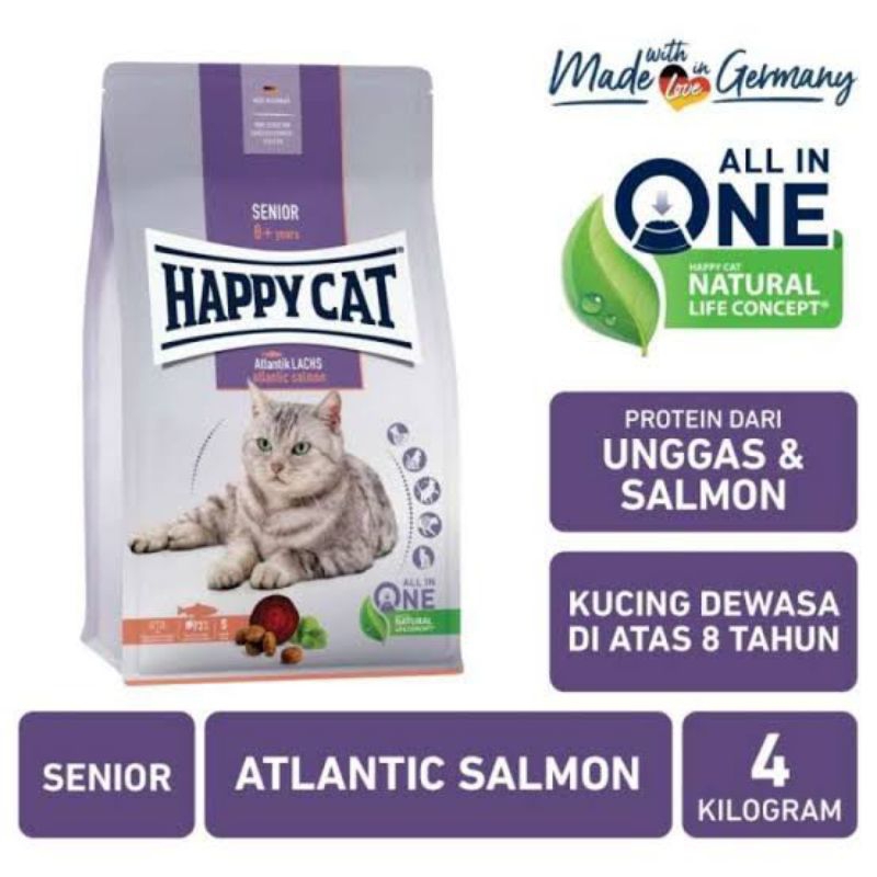 Happy Cat Senior 8+ Atlantic Salmon Freshpack 4kg - makanan kucing