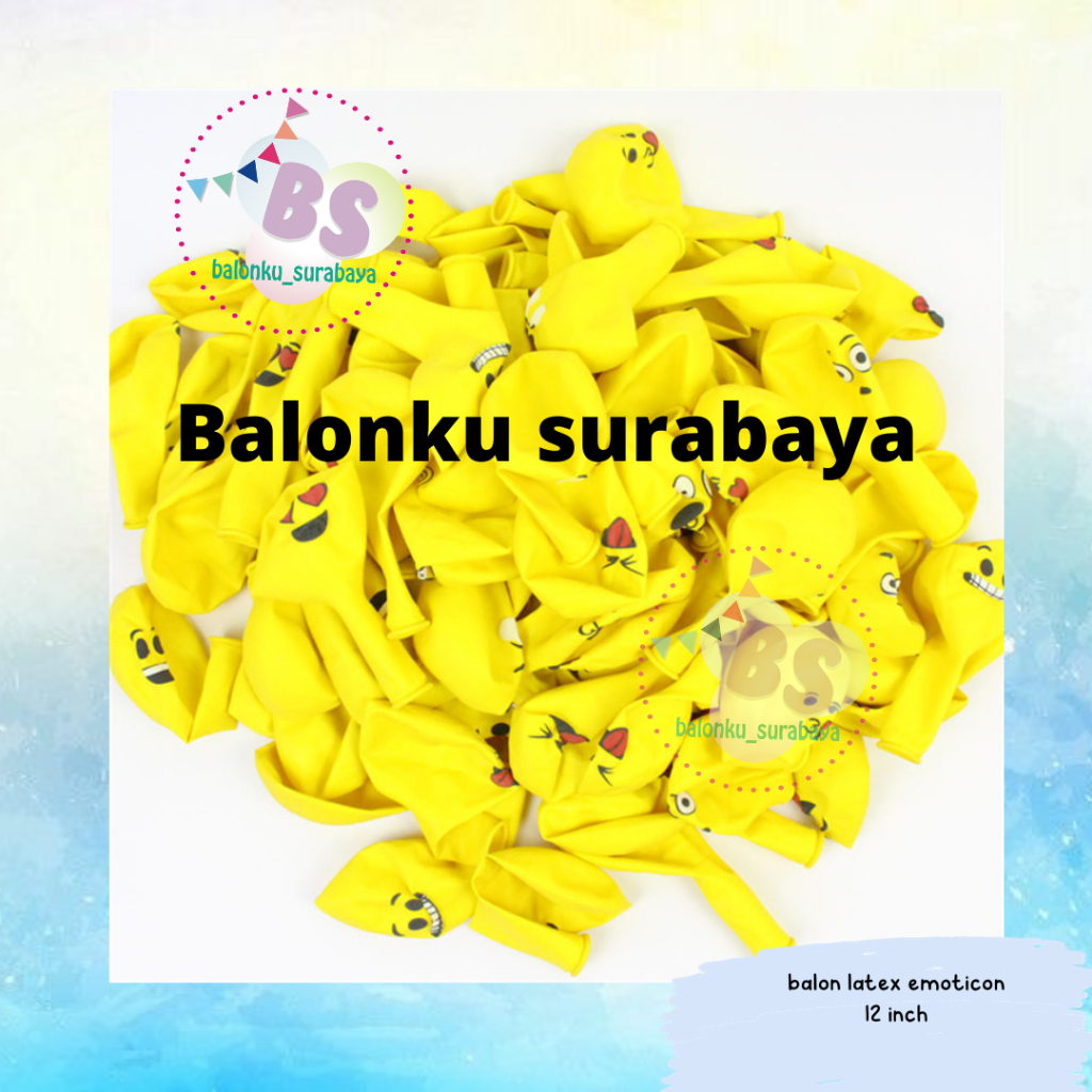 balon latex emoticon kuning isi 100