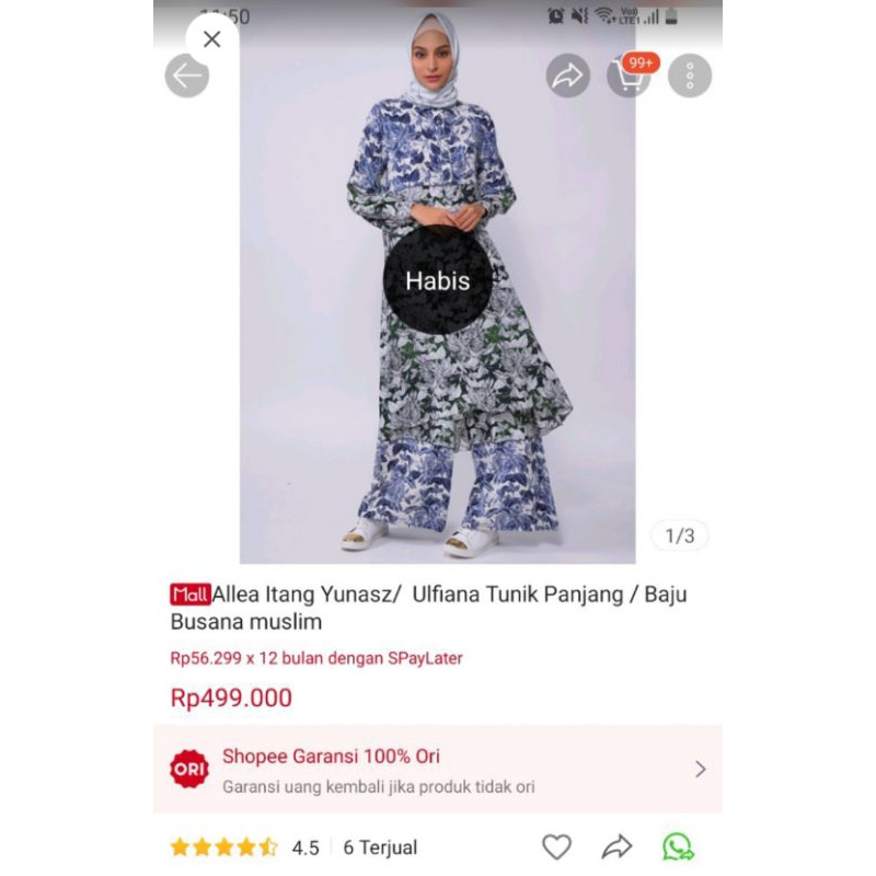 tunik / midi busana muslim allea itang Yunasz