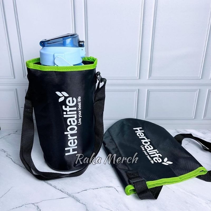 Kantong tempat tas botol bulat herb*life tali panjang