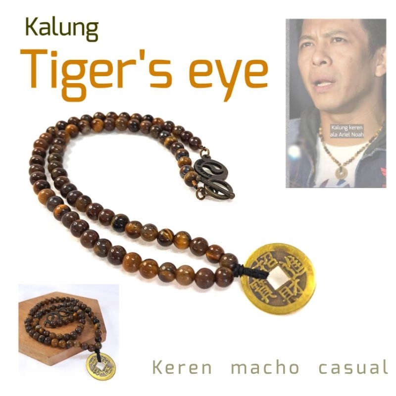 Kalung Lucky coin Tiger's eye