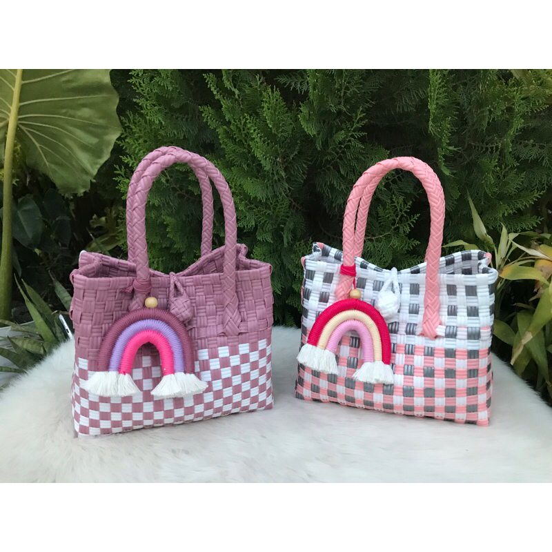Tas Anyaman Plastik Tas Jali Premium Mini Tote Bag Anyaman