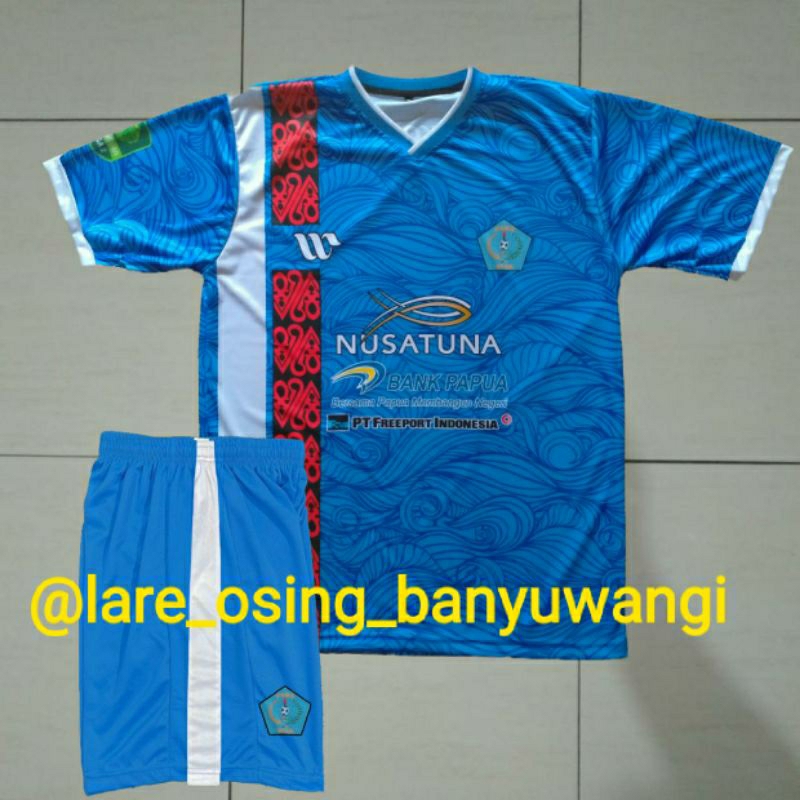 SETELAN DEWASA PSBS BIAK HOME 2023 / 2024 LIGA 2 PEGADAIAN BIRU PRINTING JERSEY CELANA LOKAL