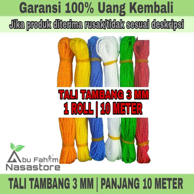 TALI TAMBANG 3 MM (1 IKAT PANJANG 10 METER) | TALI TAMBANG PE | TALI TAMBANG NYLON | TALI LAYANGAN