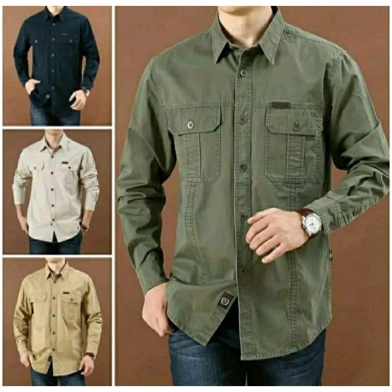 kemeja lapangan.kemeja outdor kemeja panjang size s sampai yg jumbo