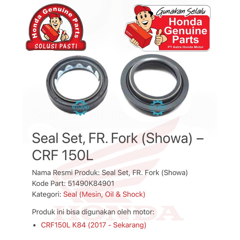 51490K84901 SEAL SHOCK DEPAN UP SIDE DOWN HONDA CRF 150 ORIGINAL HONDA AHM