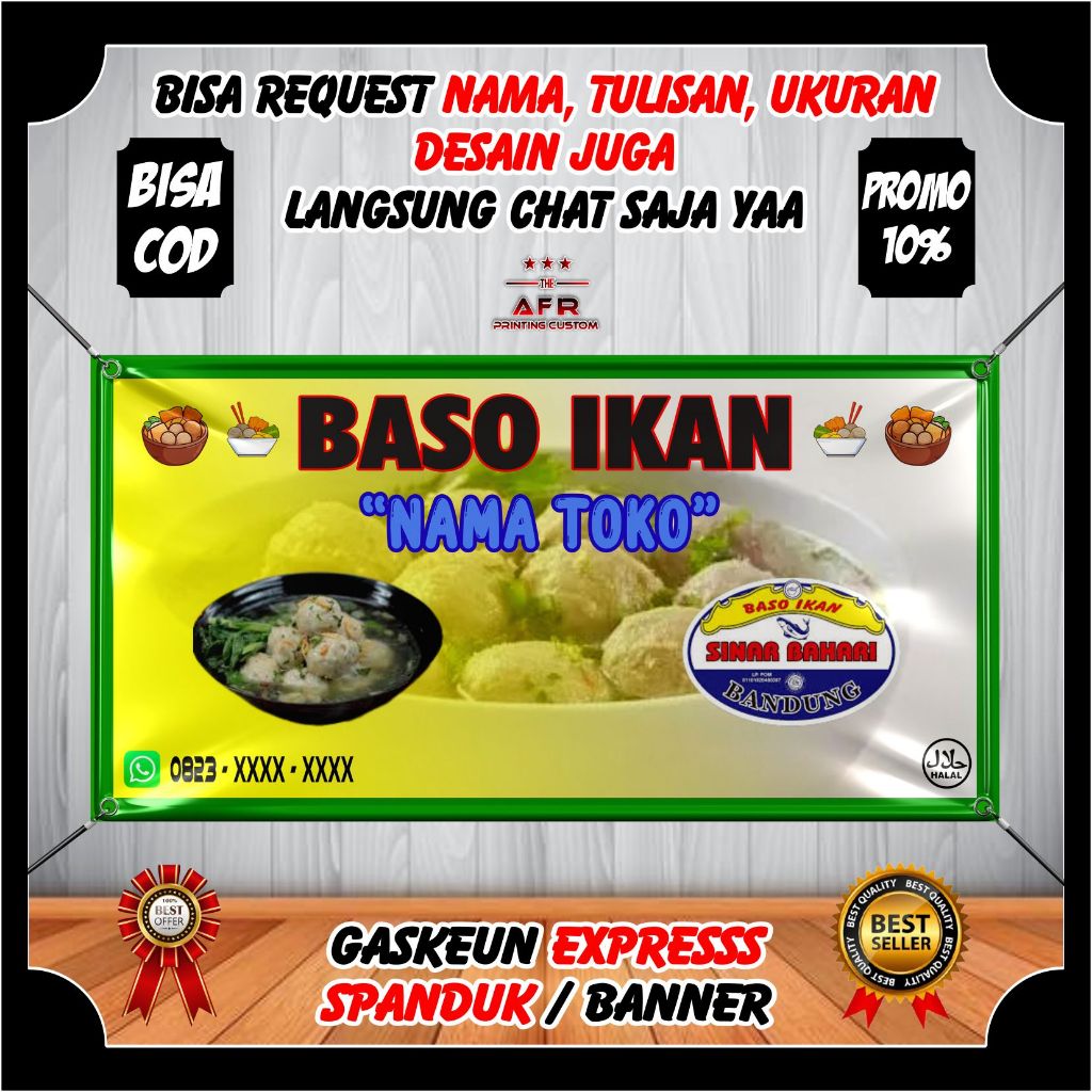 Bisa Cod - Spanduk Banner Backdrop Baso Bakso Ikan - Banner Benner Jualan Bakso Baso Ikan Viral Keki