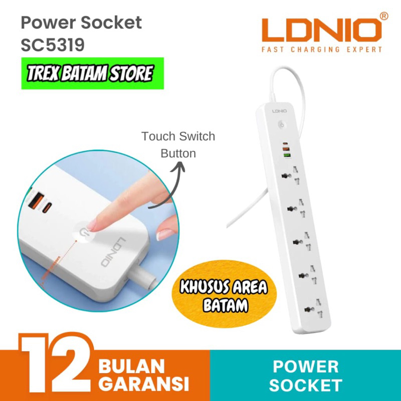 LDNIO COLOKAN LISTRIK + USB PORT & TYPE C LDNIO SC5319 [ BATAM ]