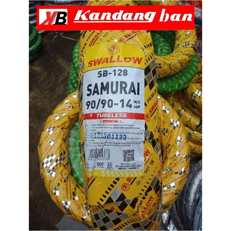 BAN TUBLES MATIC SWALLOW SAMURAI 90/90-14 ,BAN PRODUKSI TERBARU, GRATIS PENTIL