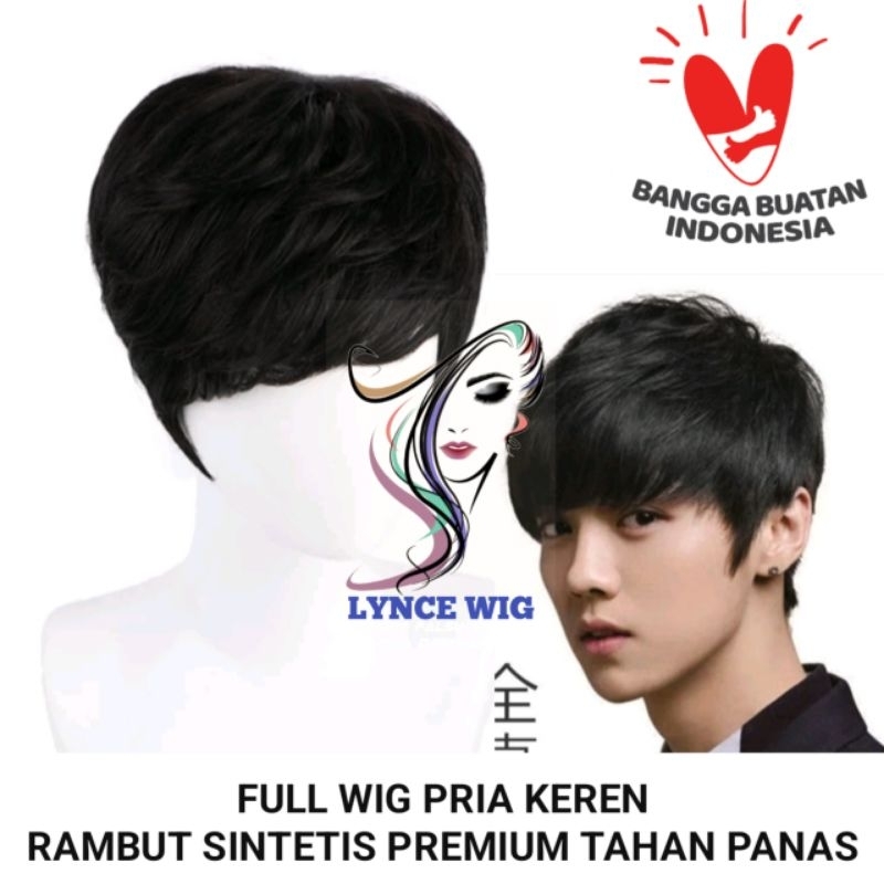 Topi Rambut Palsu Cowok Keren Wig Laki Laki Pendek Lurus Murah Berkualitas