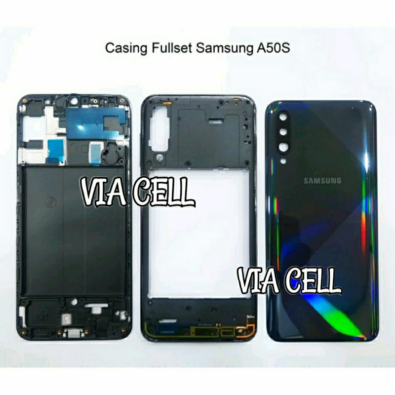 Casing Housing Fullset Samsung A50s Original Backdoor Cover +  Frame Lcd + Bezel Tulang Tengah / Tut