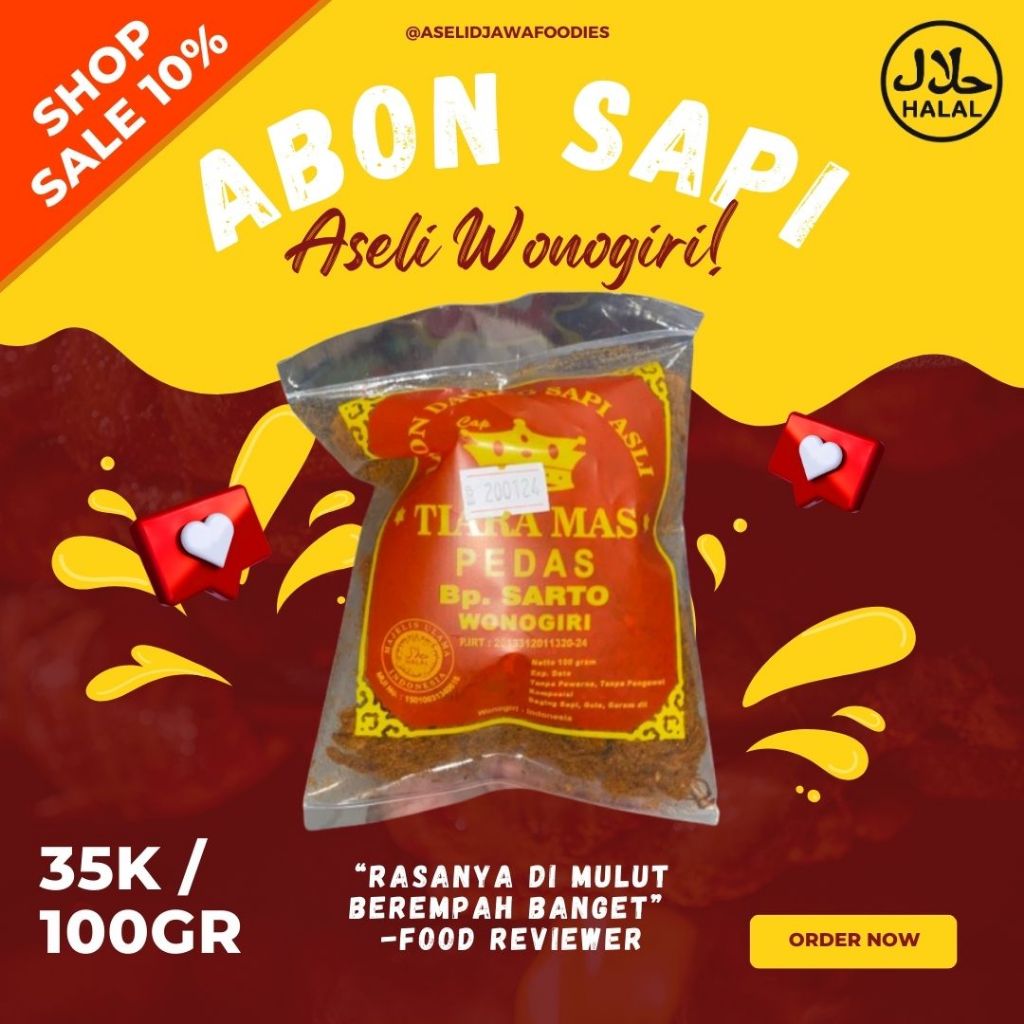 

Abon Sapi Pak Sarto khas Resep Wonogiri - Pack 100gr - Aseli Djawa Foodies - 100% Pure Daging Sapi Asli tanpa Campuran & Pengawet