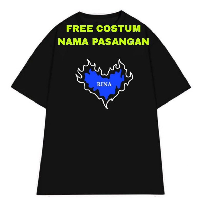 (018) KAOS BLUE LOVE COSTUM NAMA AESTHETIC