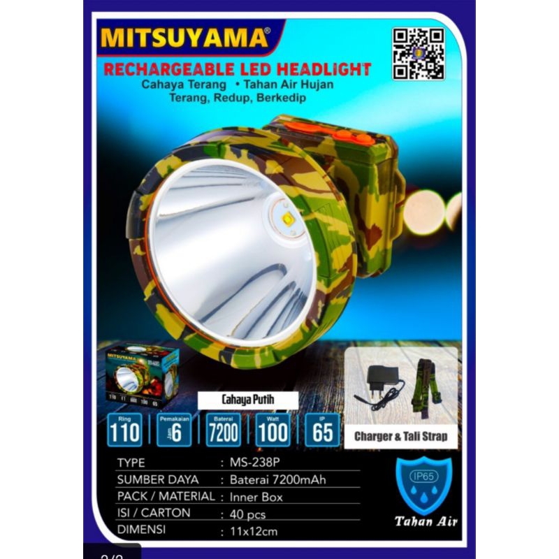 Senter Kepala 100 Watt Mitsuyama MS 238P