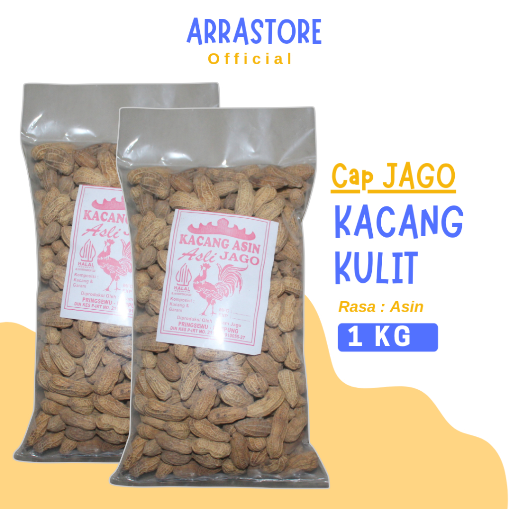 

[1 KG] Kacang Kulit Asin Cap JAGO Snack Asli Lampung