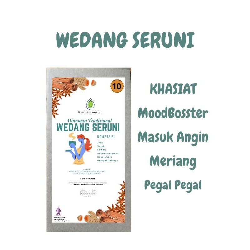 

Wedang seruni komplit 1 pak isi 10 bungkus