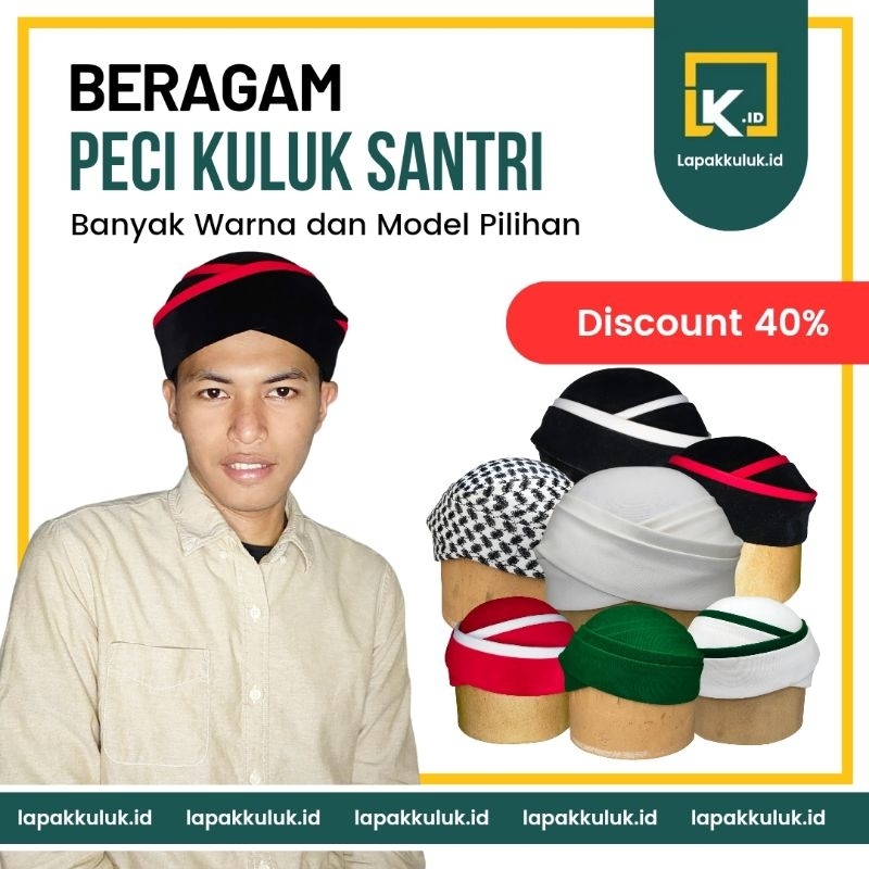 Peci Kuluk Santri - Peci Kopyah Batik - Peci Batik - Peci songkok santri
