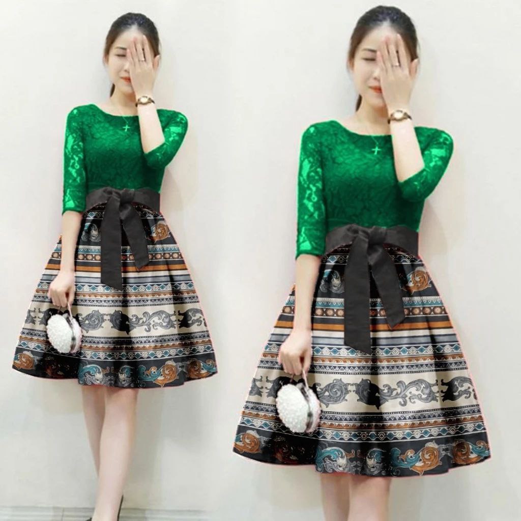 OK2323 Christmas Dress Anak Remaja Mikha Batik 12-17 TAHUN 6VARIAN / FG / Dress Pesta Anak ABG / Par