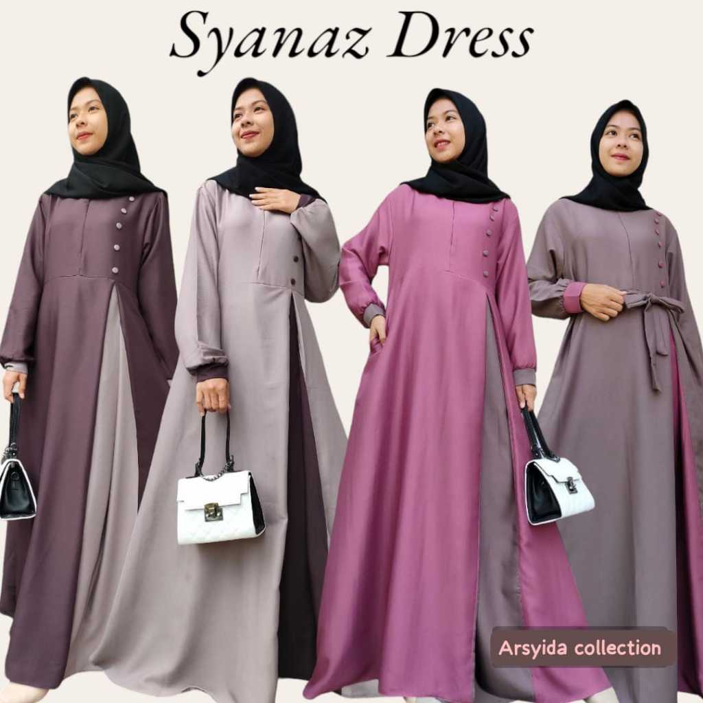 Gamis Syanaz Ity Crepe / Gamis Ity Crepe Kancing / Gamis Ity Crepe Kombinasi Premium