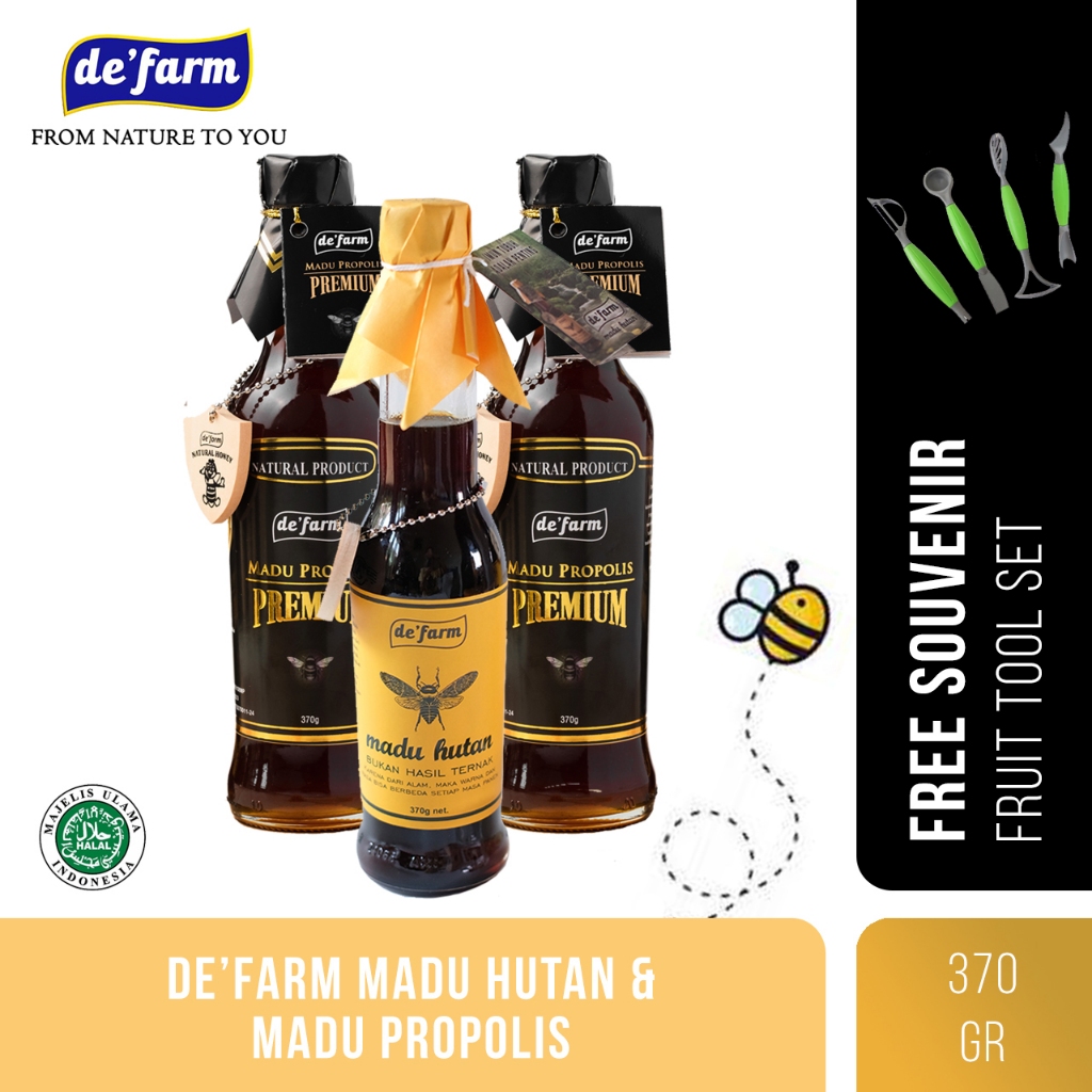 

De'farm Madu Propolis Premium 370gr - De'farm Madu Hutan 370gr- Paket mix 3 botol