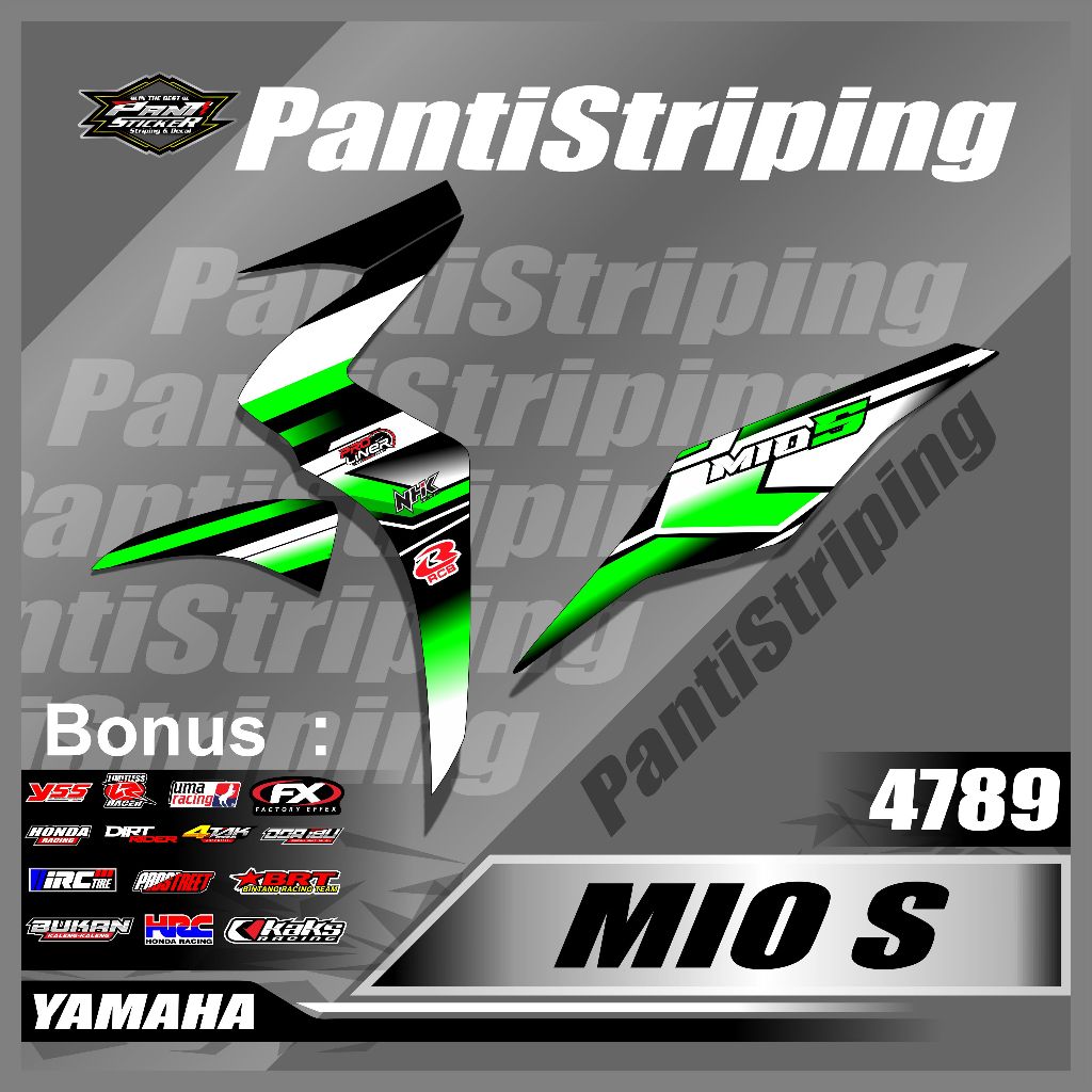 Striping Stiker Motor MIO S- Stiker skotlet Satu set kanan kiri - variasi desain Motif racing