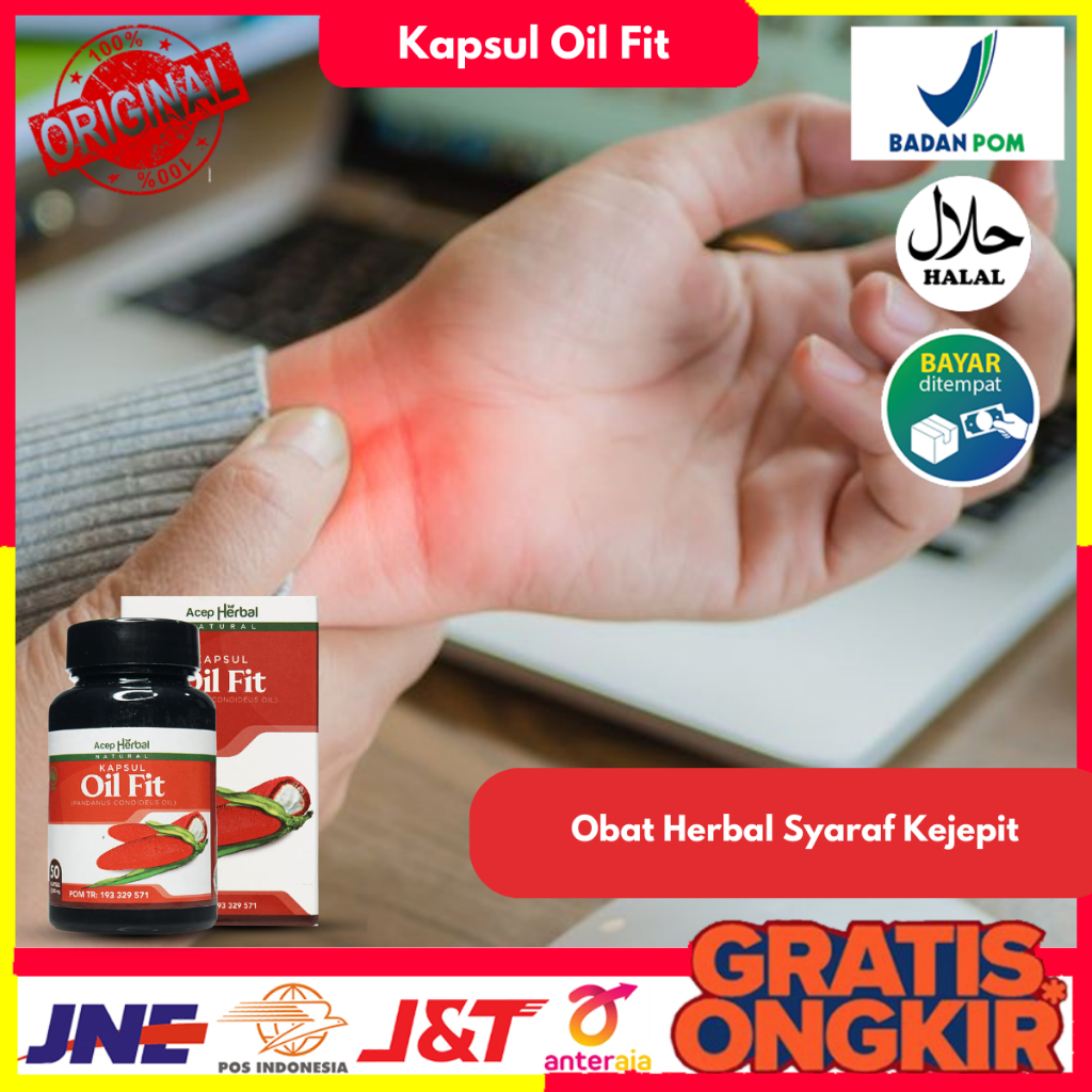 Obat Herbal Oil Fit Kapsul - Obat Syaraf Kejepit, Asam Urat, Sakit Pinggang, Sakit Punggung, Encok, 