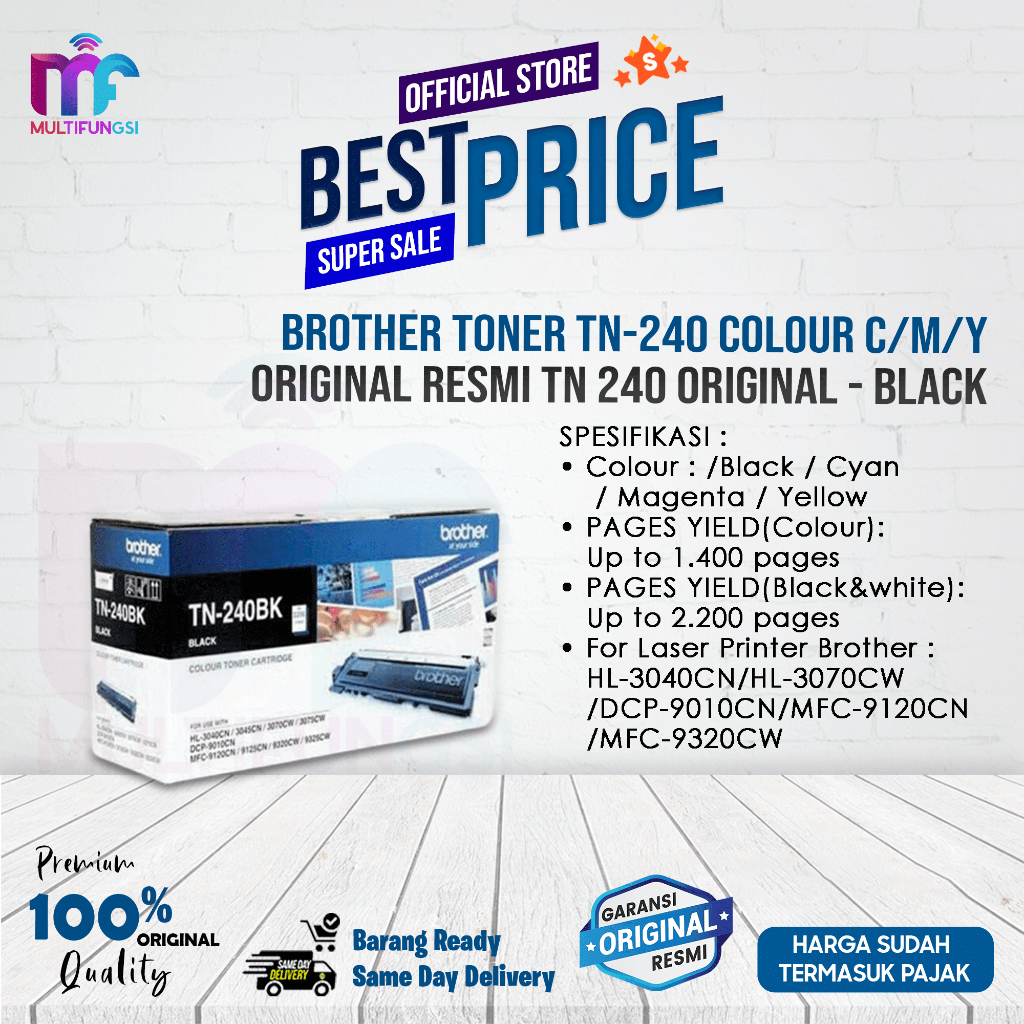 Brother Toner TN-240 Black Original Resmi TN 240 / TN-240BK