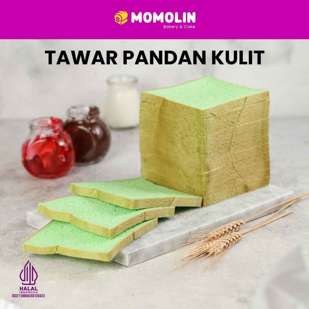 

Momolin Bakery Roti Tawar Pandan Kulit | Roti Tawar | Roti Gandum