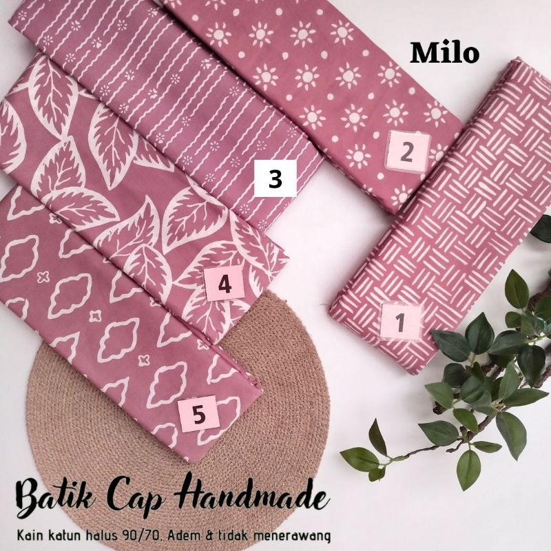 Kain Batik Cap Warna Dusty Milo