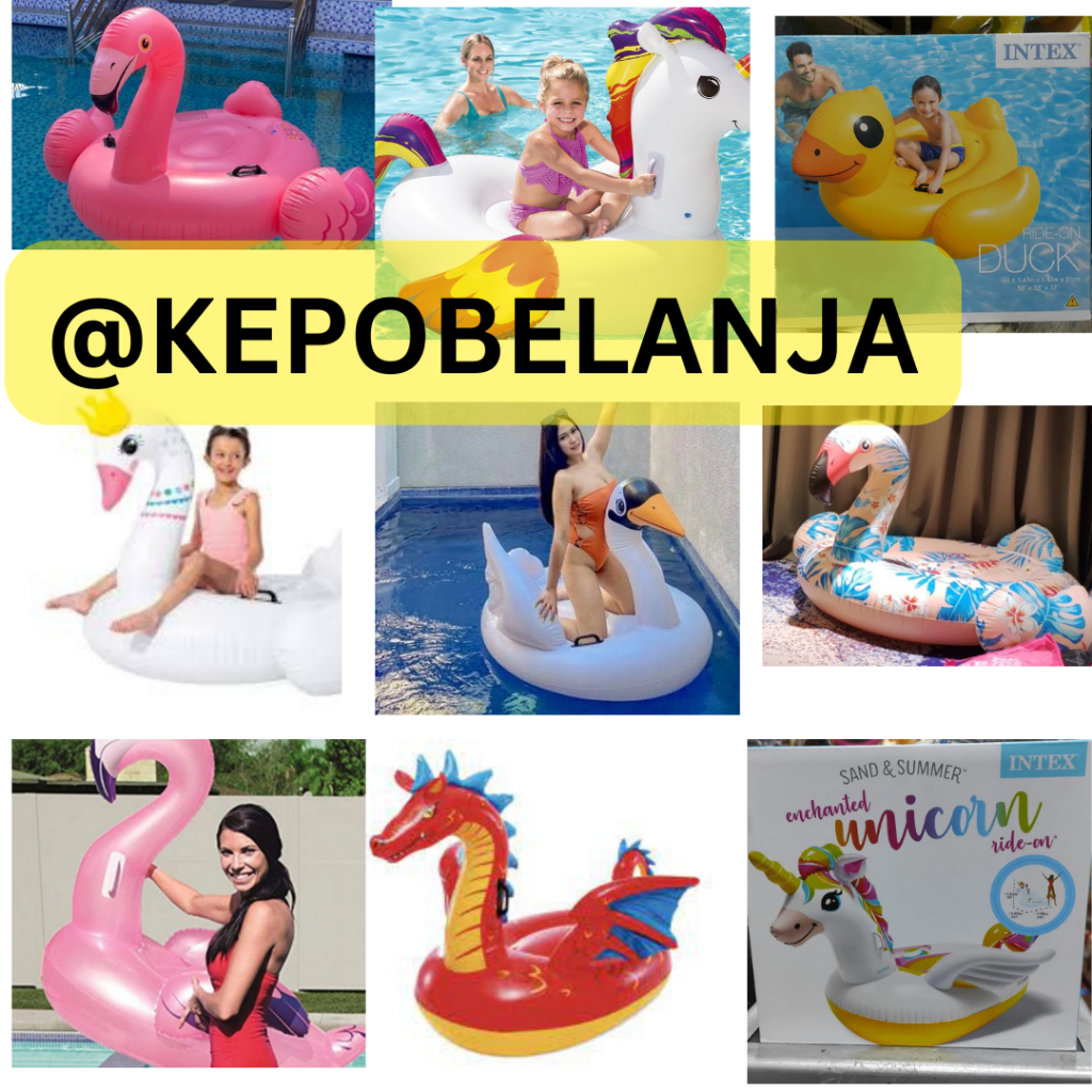 PELAMPUNG RENANG RIDE ON SWIMMING FLAMINGO DUCK BEBEK SWAN ANGSA UNICORN LLAMA DRAGON INTEX MURAH