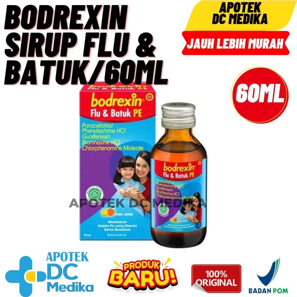 

BODREXIN SIRUP/ FLU & BATUK/56 ML/RASA JERUK