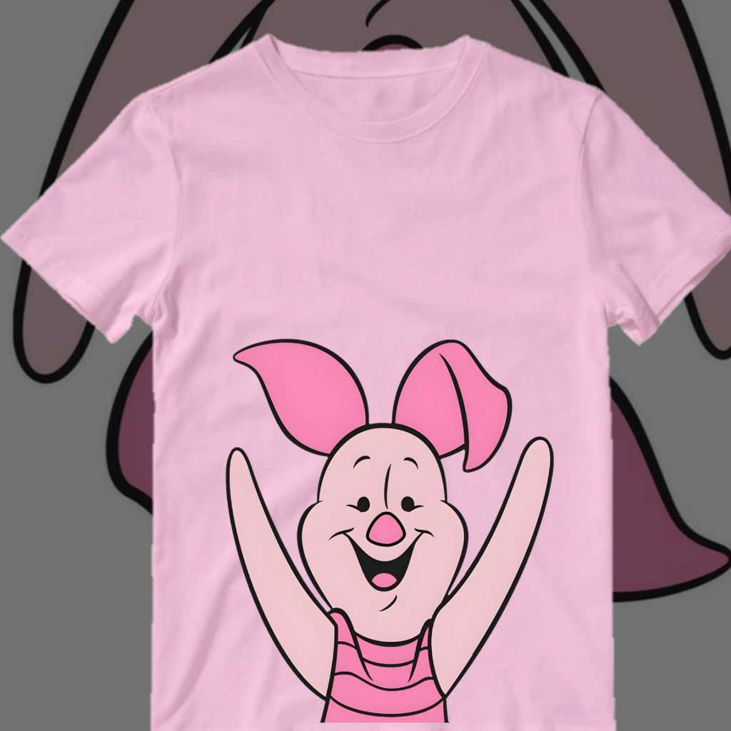 Kaos Piglet untuk Anak, Dewasa, Bigsize Cotton 30s
