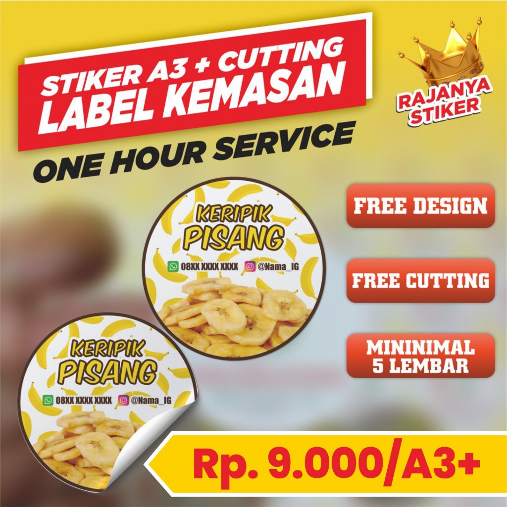

3c stiker vinil vinyl murah makanan minuman bulat kotak cutting putih produk
