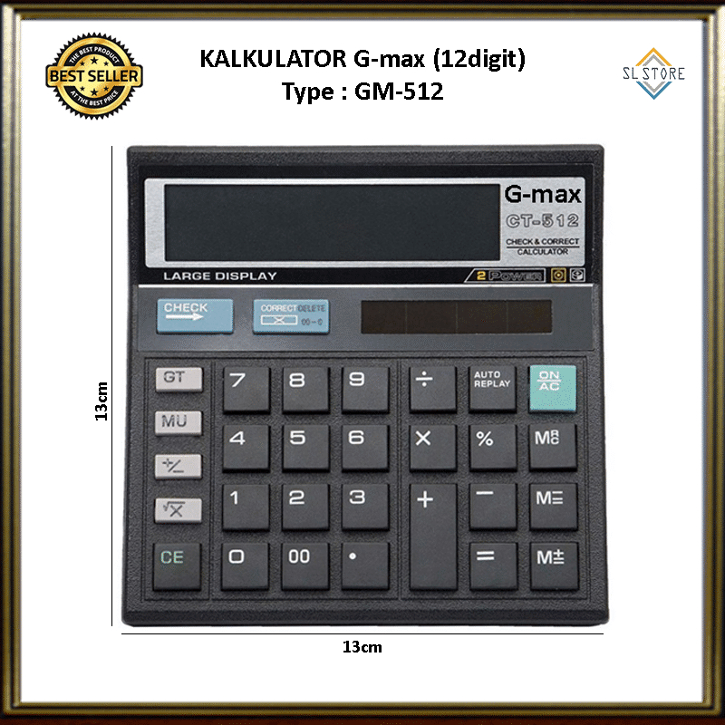 

SL KALKULATOR G-max GM-512 12Digit ANGKA / CALCULATOR DIGITAL