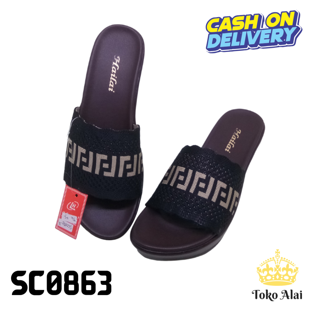 Sandal Casual Wanita HAILAI PY4 / Sendal Fashion Cewek Flat Ban Slip On Rajut Mewah SC0863