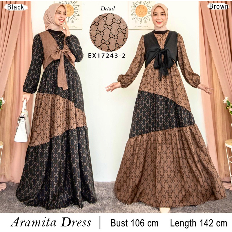 (brands lokal extu) gamis dress gucci original linen aramita