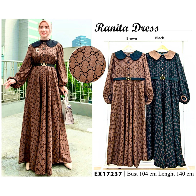 (brand extu) gamis dress ranita belt gucci linen original