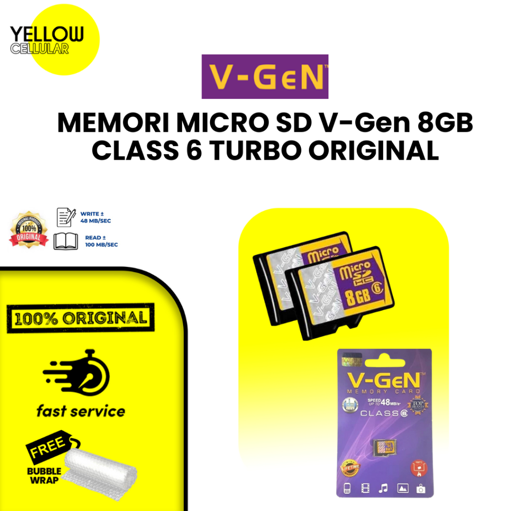 MICRO SD VGEN 8GB CLASS 6 ORIGINAL MICRO SD CARD MEMORY CARD HP KARTU MEMORI HP MURAH