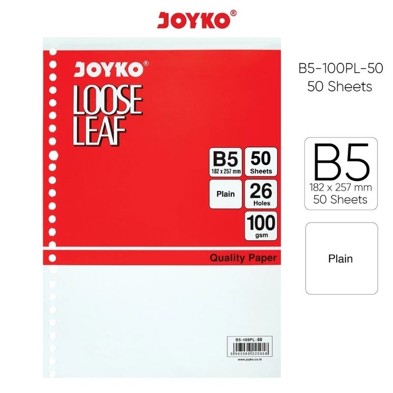 

Joyko Loose Leaf B5-100PL-50 - Isi Kertas Binder