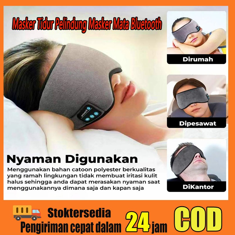 Penutup Mata Bluetooth Pelindungan Sleep Mask Polyester Aman Untuk Travel Dan Tidur Termurah