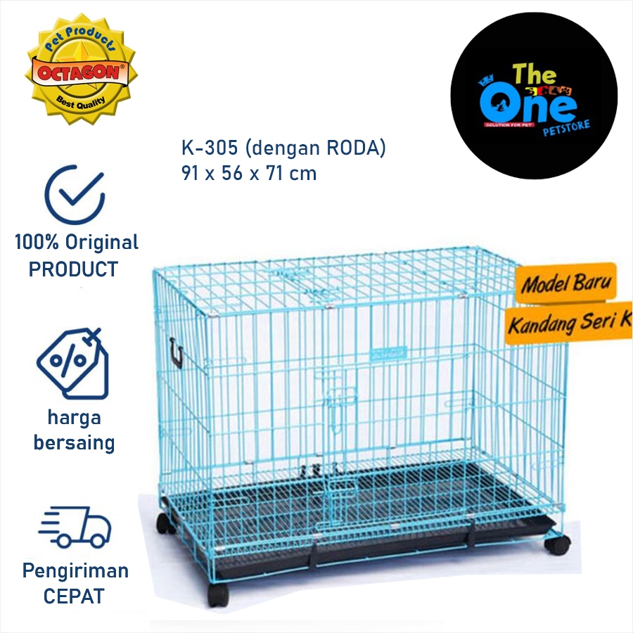 Kandang Anjing Kucing Octagon Ukuran Besar Pakai Roda