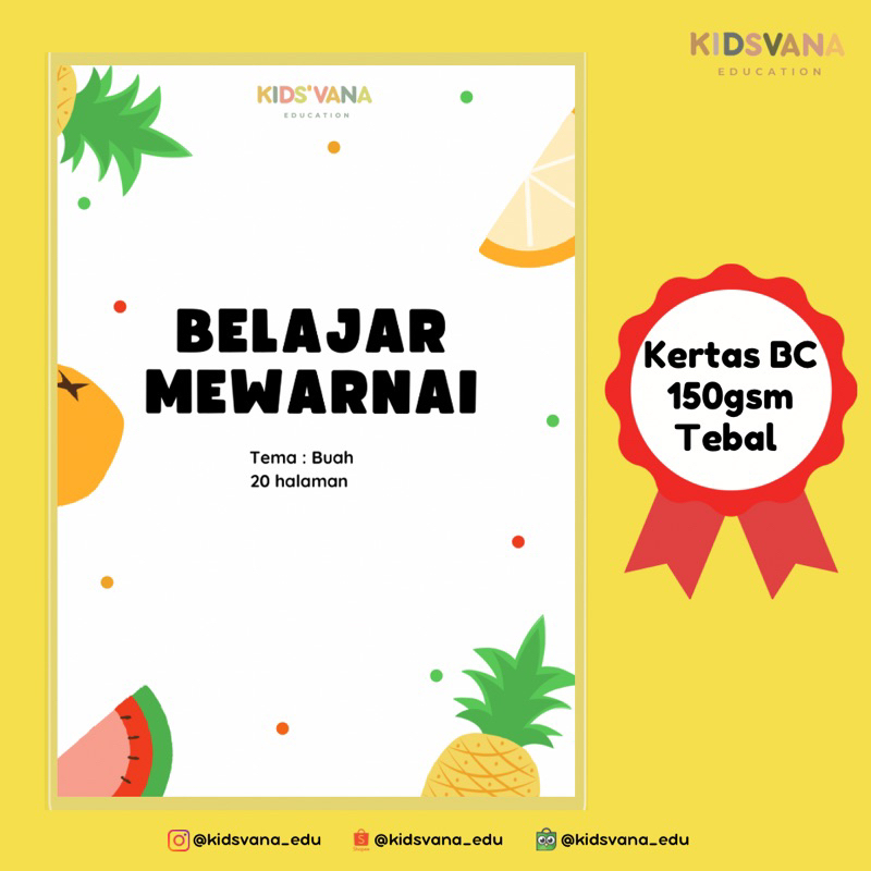 

Lembar Aktivitas Belajar Mewarnai - Tema Buah - 20 Halaman - Kertas Brief Card A4